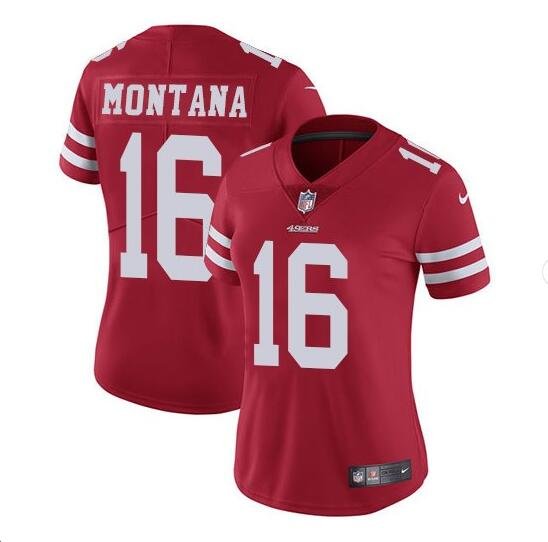 Women San Francisco 49ers Joe Montana #16 Limited Player Red Jersey