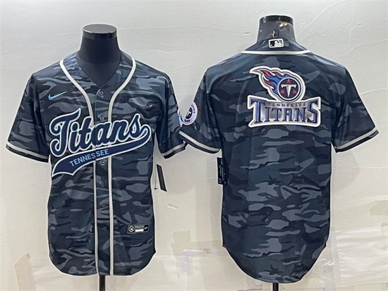 Men Tennessee Titans Grey Camo Team Big Logo With Patch Cool Base Stitched Baseball Jersey