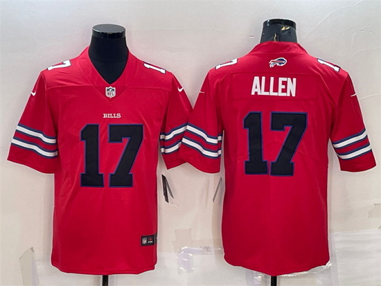 Men Buffalo Bills 17 Josh Allen Red Black Stitched Football Jersey