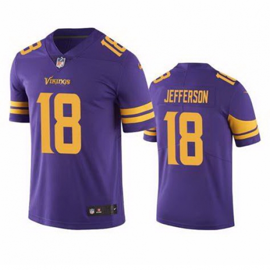 Men Minnesota Vikings Justin Jefferson #18 Rush Color Stitched NFL Jersey