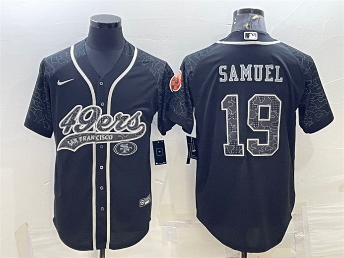 Men San Francisco 49ers 19 Deebo Samuel Black Reflective With Patch Cool Base Stitched Baseball Jers