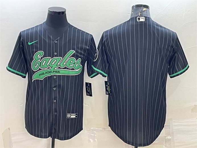 Men Philadelphia Eagles Blank Black With Patch Cool Base Stitched Baseball Jersey