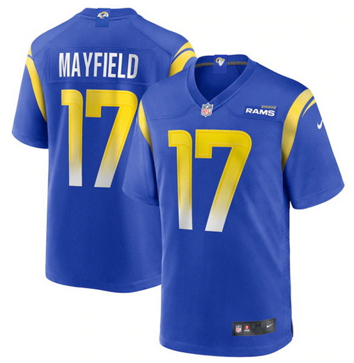 Men Los Angeles Rams 17 Baker Mayfield Royal Stitched Game Jersey