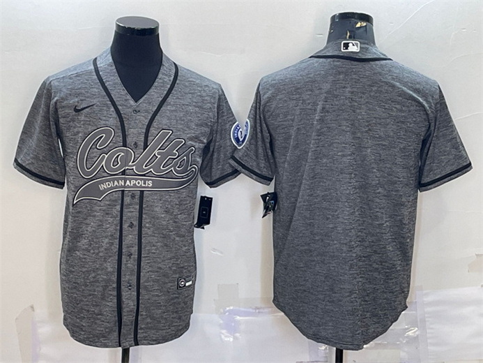 Men Indianapolis Colts Blank Grey With Patch Cool Base Stitched Baseball Jersey