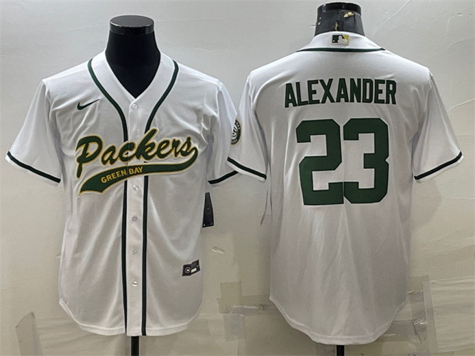 Men Green Bay Packers 23 Jaire Alexander White With Patch Cool Base Stitched Baseball Jersey