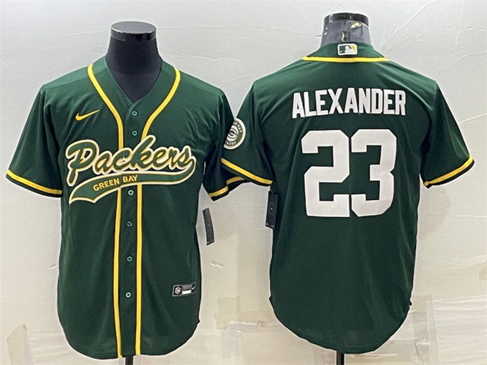 Men Green Bay Packers 23 Jaire Alexander Green With Patch Cool Base Stitched Baseball Jersey