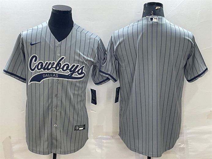 Men Dallas Cowboys Blank Grey With Patch Cool Base Stitched Baseball Jersey