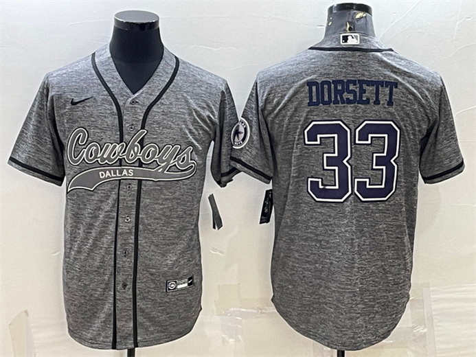 Men Dallas Cowboys 33 Tony Dorsett Grey With Patch Cool Base Stitched Baseball JerseyS