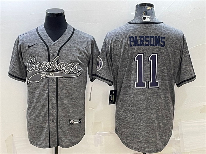 Men Dallas Cowboys 11 Micah Parsons Grey With Patch Cool Base Stitched Baseball JerseyS