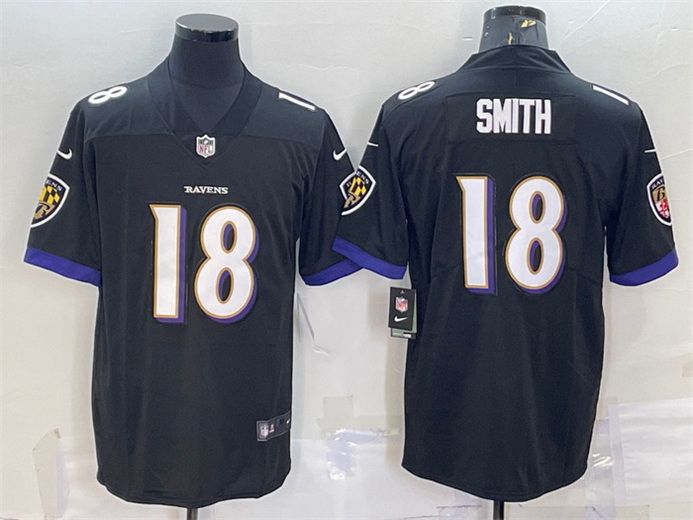 Men Baltimore Ravens 18 Roquan Smith Black Vapor Untouchable Limited Stitched Jersey