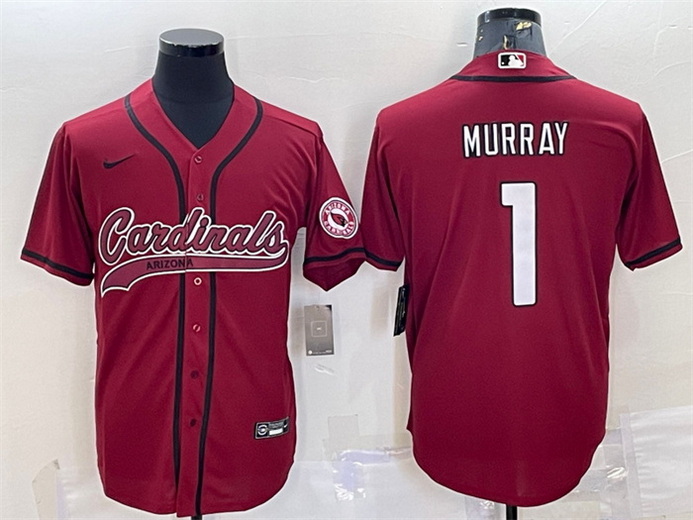 Men Arizona Cardinals 1 Kyler Murray Red With Patch Cool Base Stitched Baseball Jersey