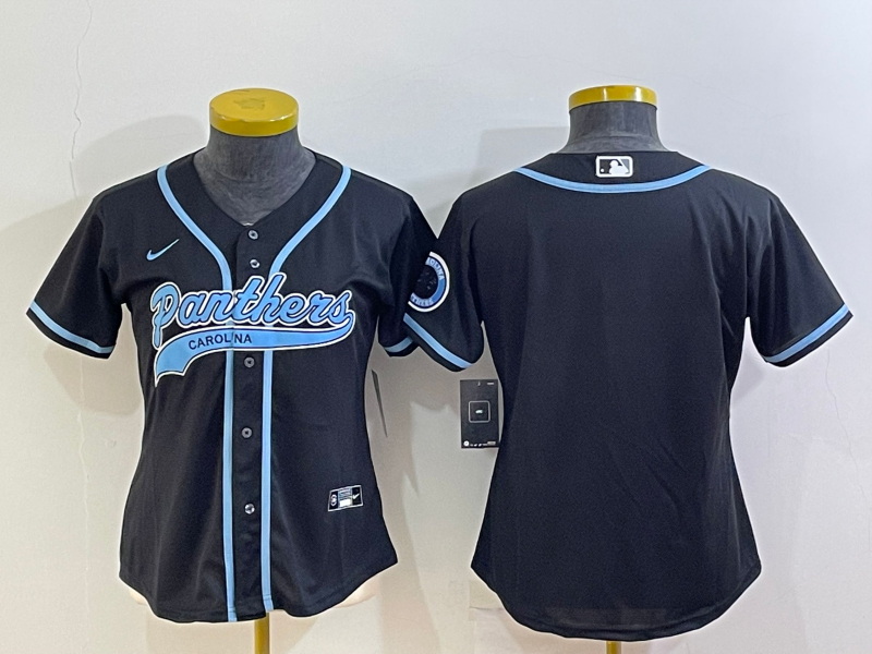 Women Carolina Panthers Blank Black With Patch Cool Base Stitched Baseball Jersey