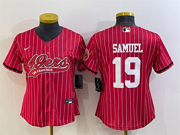 Women San Francisco 49ers 19 Deebo Samuel Red With Patch Cool Base Stitched Baseball Jersey