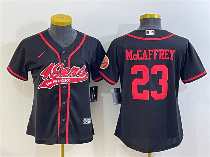 Women San Francisco 49ers 23 Christian McCaffrey Black With Patch Cool Base Stitched Baseball Jersey