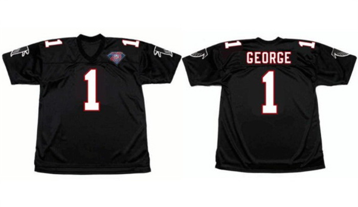 Men Atlanta Falcons 1 Jeff George Black 1994 Home Throwback Stitched Football Jersey