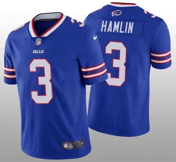 Men Buffalo Bills 3 Damar Hamlin Blue Vapor Untouchable Limited Stitched Jersey