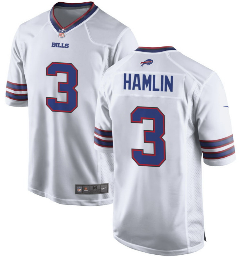 Men Buffalo Bills 3 Damar Hamlin Nike white Player Jersey