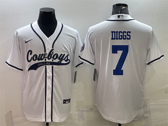 Men Dallas Cowboys 7 Trevon Diggs White Cool Base Stitched Baseball Jersey