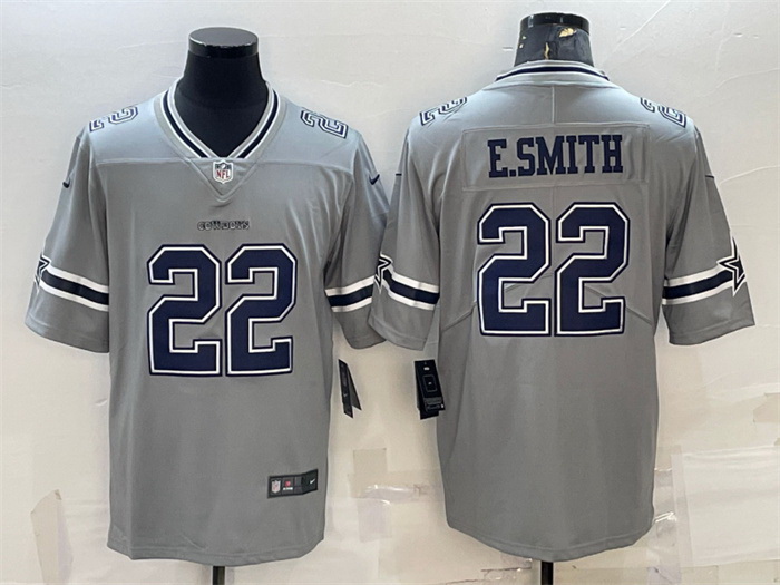 Men Dallas Cowboys 22 Emmitt Smith Grey Inverted Edition Stitched Jersey