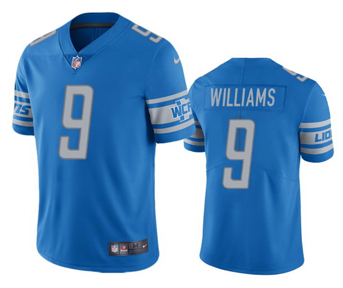 Men Detroit Lions 9 Jameson Williams Blue Vapor Untouchable Limited Stitched Jersey