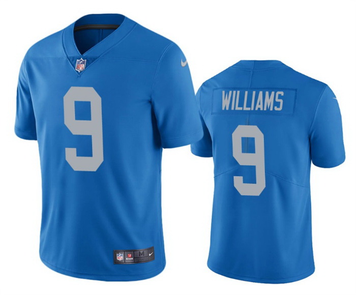 Men Detroit Lions 9 Jameson Williams Blue Vapor Untouchable Limited Stitched Jerseys