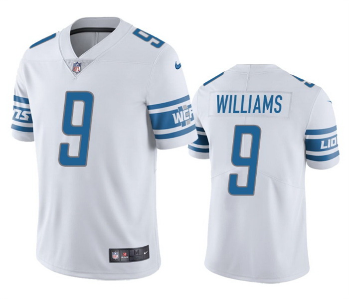 Men Detroit Lions 9 Jameson Williams White Vapor Untouchable Limited Stitched Jersey