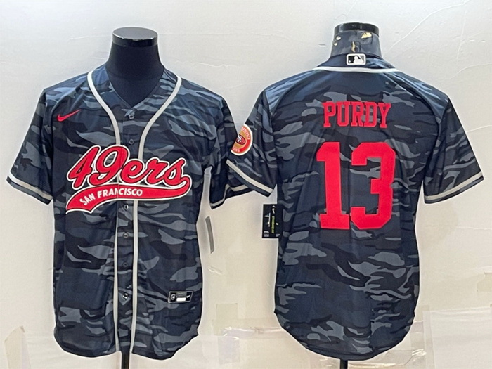 Men San Francisco 49ers 13 Brock Purdy Grey Camo With Patch Cool Base Stitched Baseball Jersey