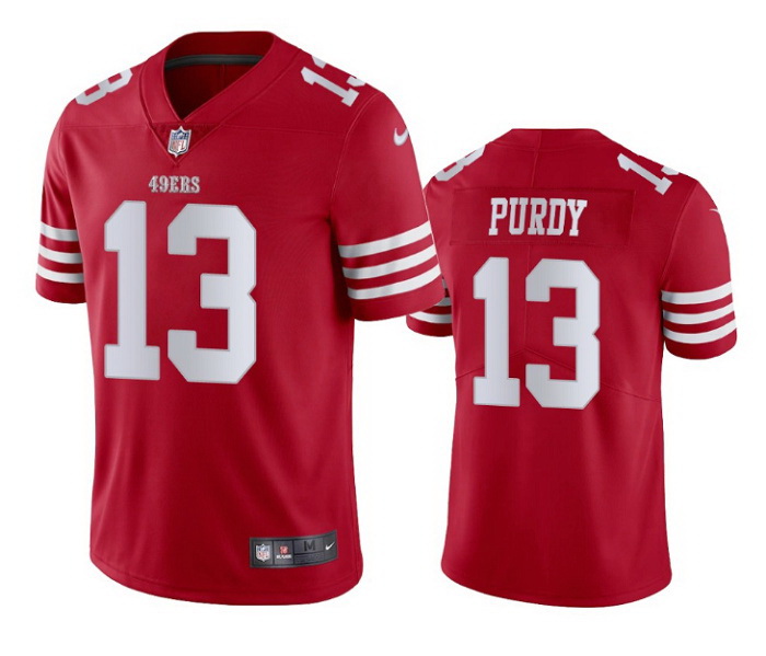 Men San Francisco 49ers 13 Brock Purdy Red Vapor Untouchable Limited Stitched Football Jersey