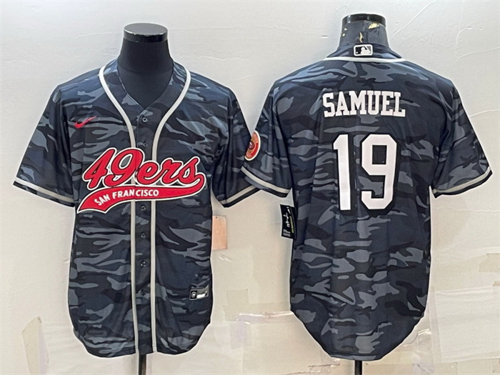 Men San Francisco 49ers 19 Deebo Samuel Grey Camo With Patch Cool Base Stitched Baseball Jersey