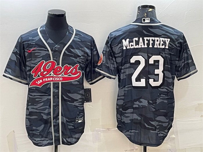 Men San Francisco 49ers 23 Christian McCaffrey Grey Camo With Patch Cool Base Stitched Baseball Jers