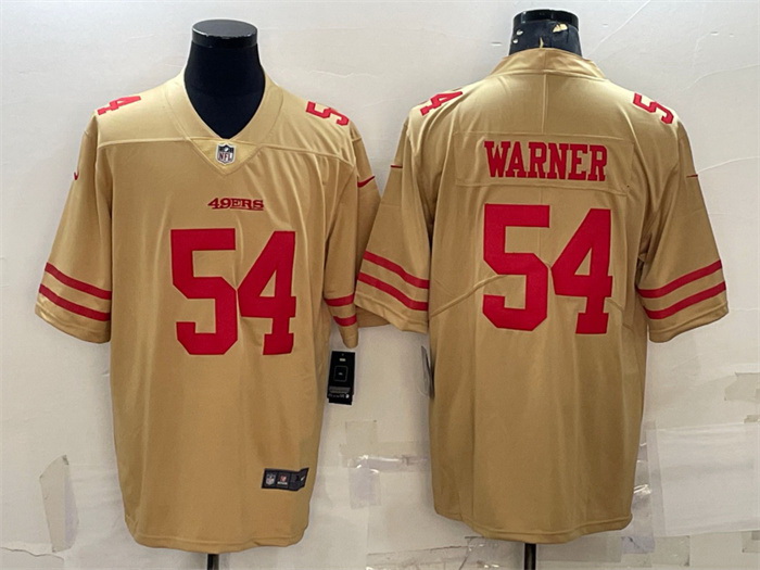 Men San Francisco 49ers 54 Fred Warner Gold Stitched Football Jersey