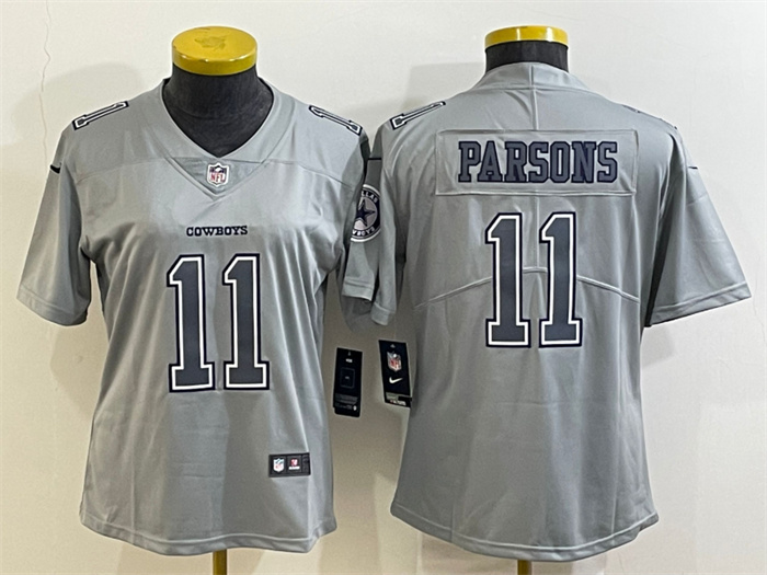 Women Dallas Cowboys 11 Micah Parsons Grey Atmosphere Fashion Stitched Jersey