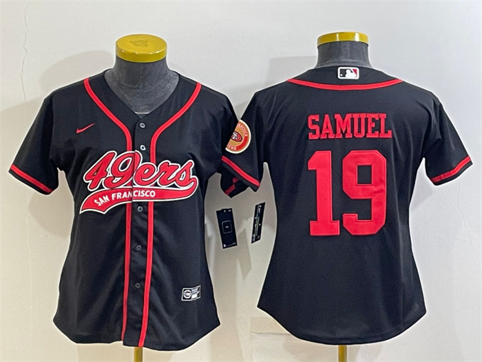 Women San Francisco 49ers 19 Deebo Samuel Black With Patch Cool Base Stitched Baseball Jersey