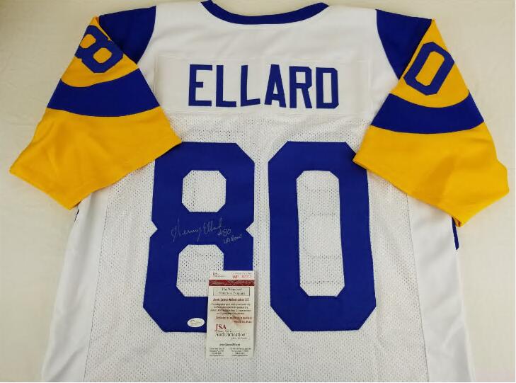 Men's Rams #80 Henry Ellard White NFL Throwback Jersey