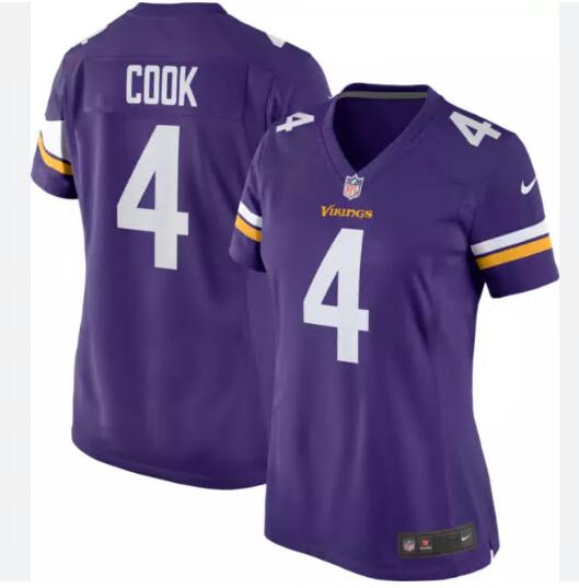 Women Minnesota Vikings 4 Dalvin Cook Purple Vapor Untouchable Stitched Jersey