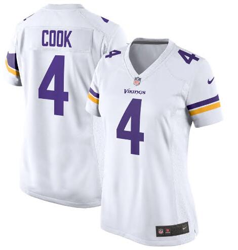 Women Minnesota Vikings 4 Dalvin Cook White Vapor Untouchable Stitched Jersey