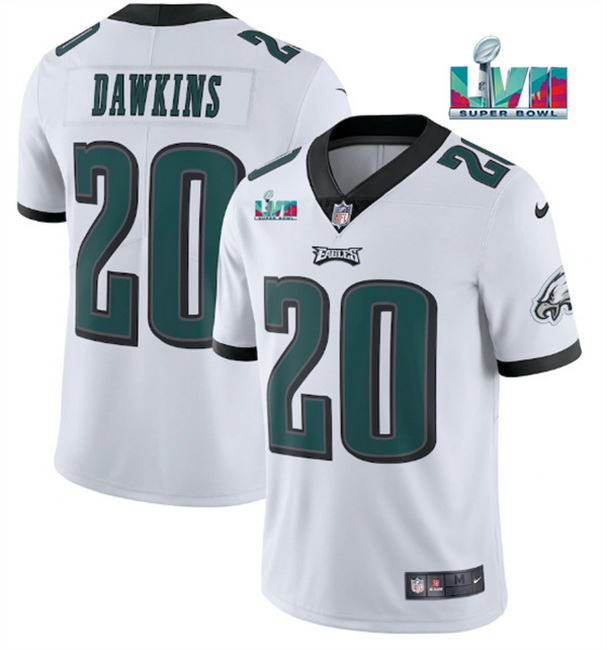 Men Women Youth Toddler Philadelphia Eagles 20 Brian Dawkins White Super Bowl LVII Patch Vapor Untou