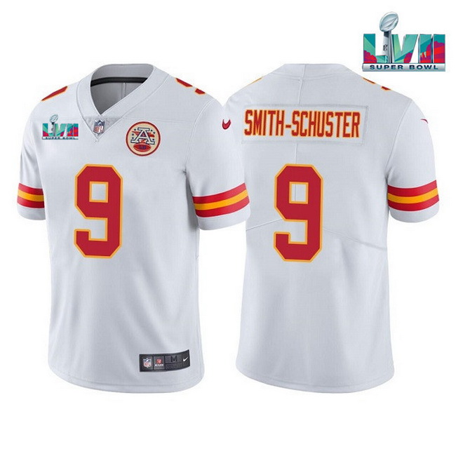 Men Women Youth Toddler Kansas City Chiefs 9 JuJu Smith Schuster White Super Bowl LVII Patch Vapor U