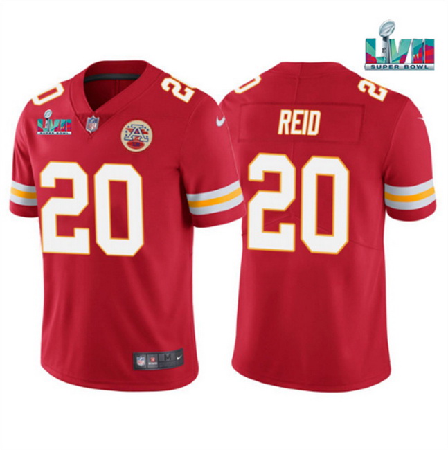 Men Women Youth Toddler Kansas City Chiefs 20 Justin Reid Red Super Bowl LVII Patch Vapor Untouchabl