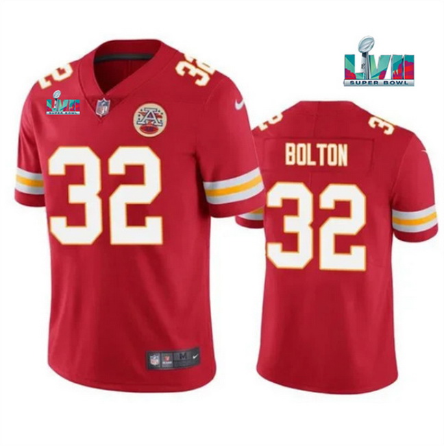 Men Women Youth Toddler Kansas City Chiefs 32 Nick Bolton Red Super Bowl LVII Patch Vapor Untouchabl