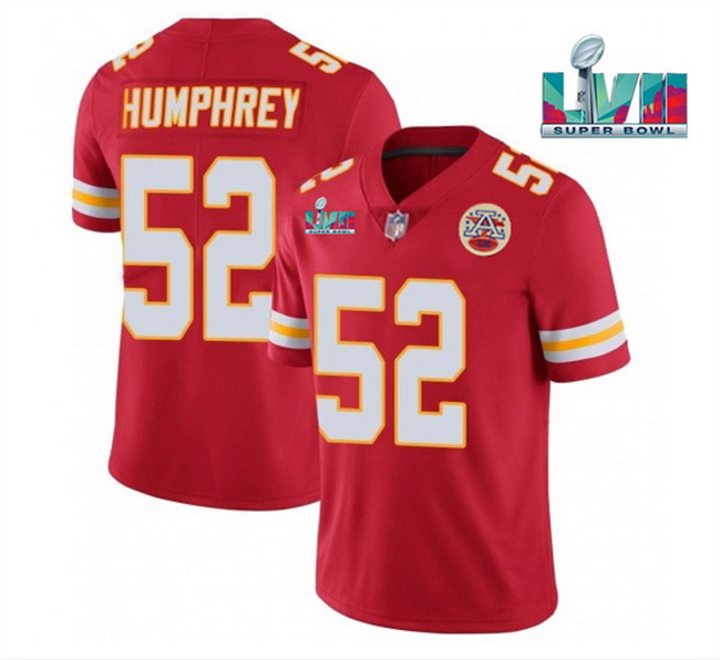 Men Women Youth Toddler Kansas City Chiefs 52 Creed Humphrey Red Super Bowl LVII Patch Vapor Untouch