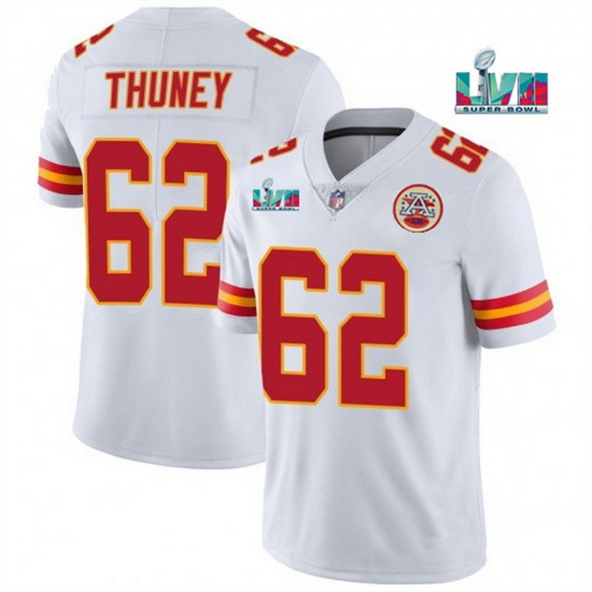 Men Women Youth Toddler Kansas City Chiefs 62 Joe Thuney White Super Bowl LVII Patch Vapor Untouchab