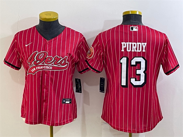 Women San Francisco 49ers 13 Brock Purdy New Red With Patch Cool Base Stitched Baseball JerseyS