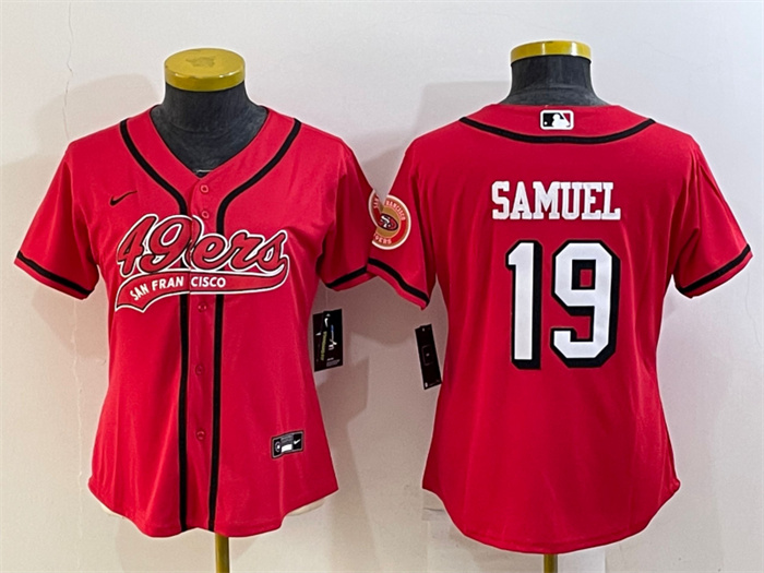 Women San Francisco 49ers 19 Deebo Samuel New Red With Patch Cool Base Stitched Baseball Jersey