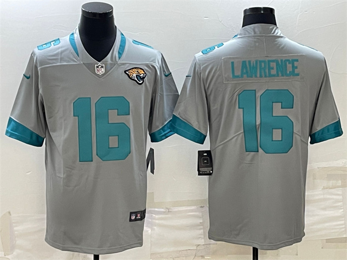 Men Jacksonville Jaguars 16 Trevor Lawrence Silver Stitched Jersey