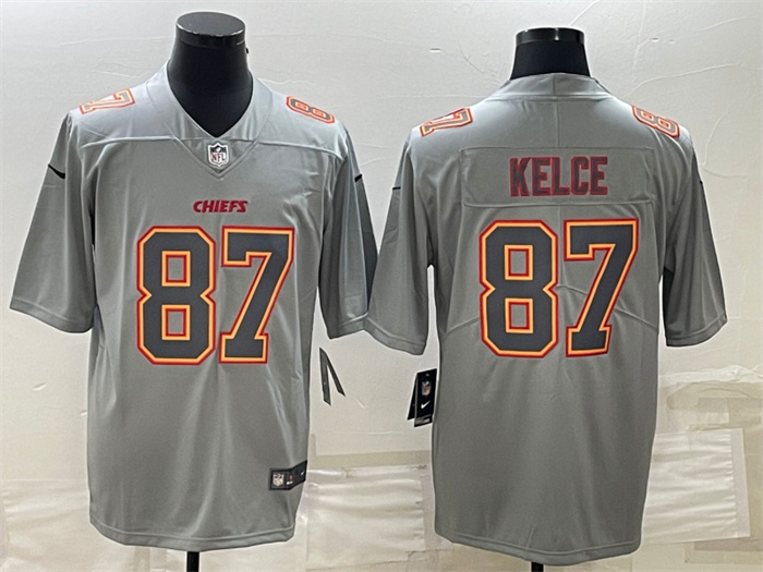 Men Kansas City Chiefs 87 Travis Kelce Gray Atmosphere Fashion Stitched Jersey