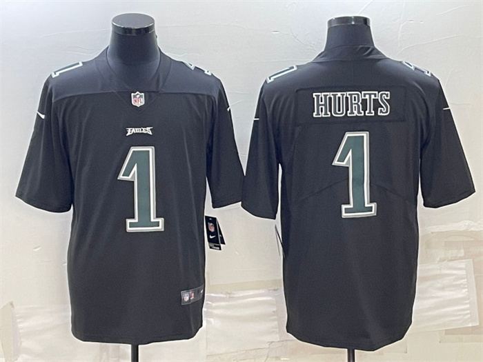 Men Philadelphia Eagles 1 Jalen Hurts Black Green Vapor Untouchable Limited Stitched Jersey