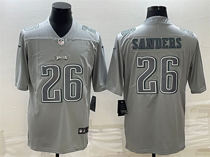 Men Philadelphia Eagles 26 Miles Sanders Gray Atmosphere Fashion Stitched Jersey