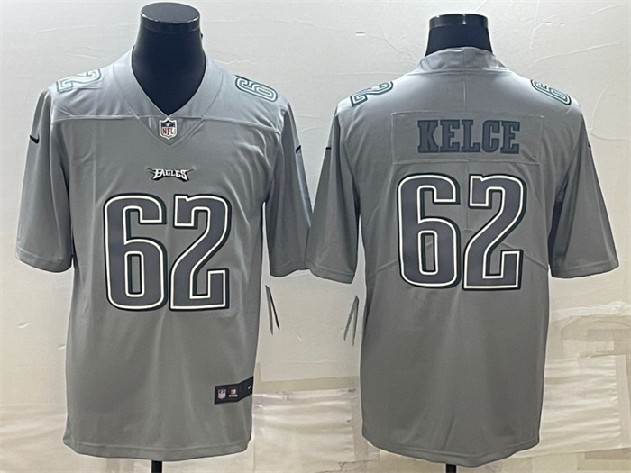 Men Philadelphia Eagles 62 Jason Kelce Gray Atmosphere Fashion Stitched Jersey