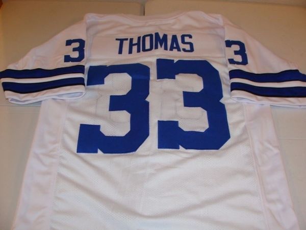 Men Dallas Cowboys Duane Thomas #33 White Throwback Stitched Jersey